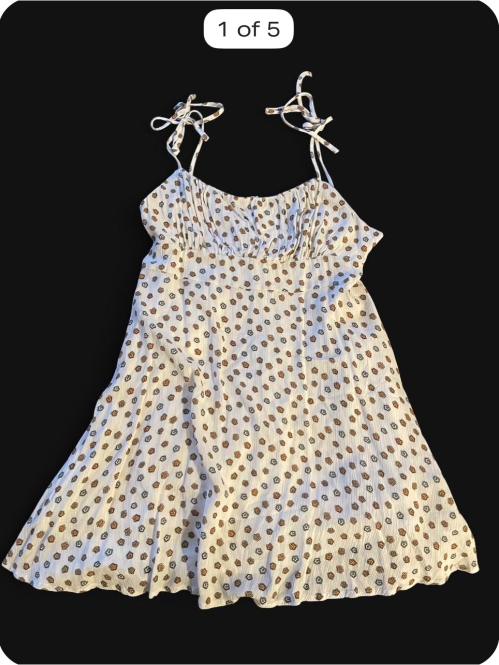PacSun Cream Dress with Brown Floral Dot Print